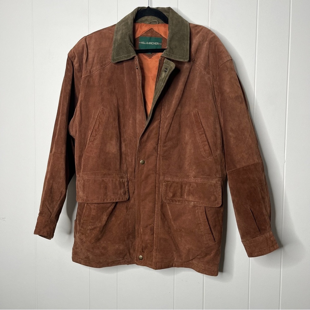 Vintage Hill & Archer Suede Field Coat Chore Jacket Brown Leather Men's 40